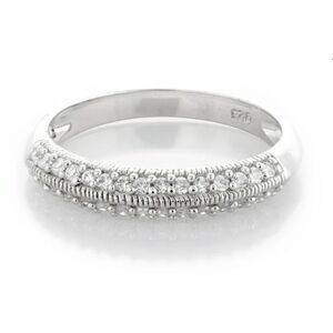 Gorgeous Pave Milgrain Edge Sim Diamond Band Ring Sz 9~925 Sterling Silver